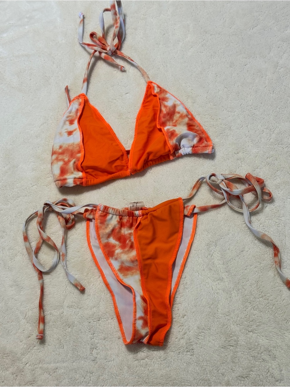 SHEIN ORANGE TIE DYE BIKINI SET—SIZE SMALL